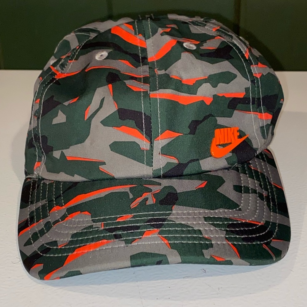 Nike Green Camo Cap with Orange Logo